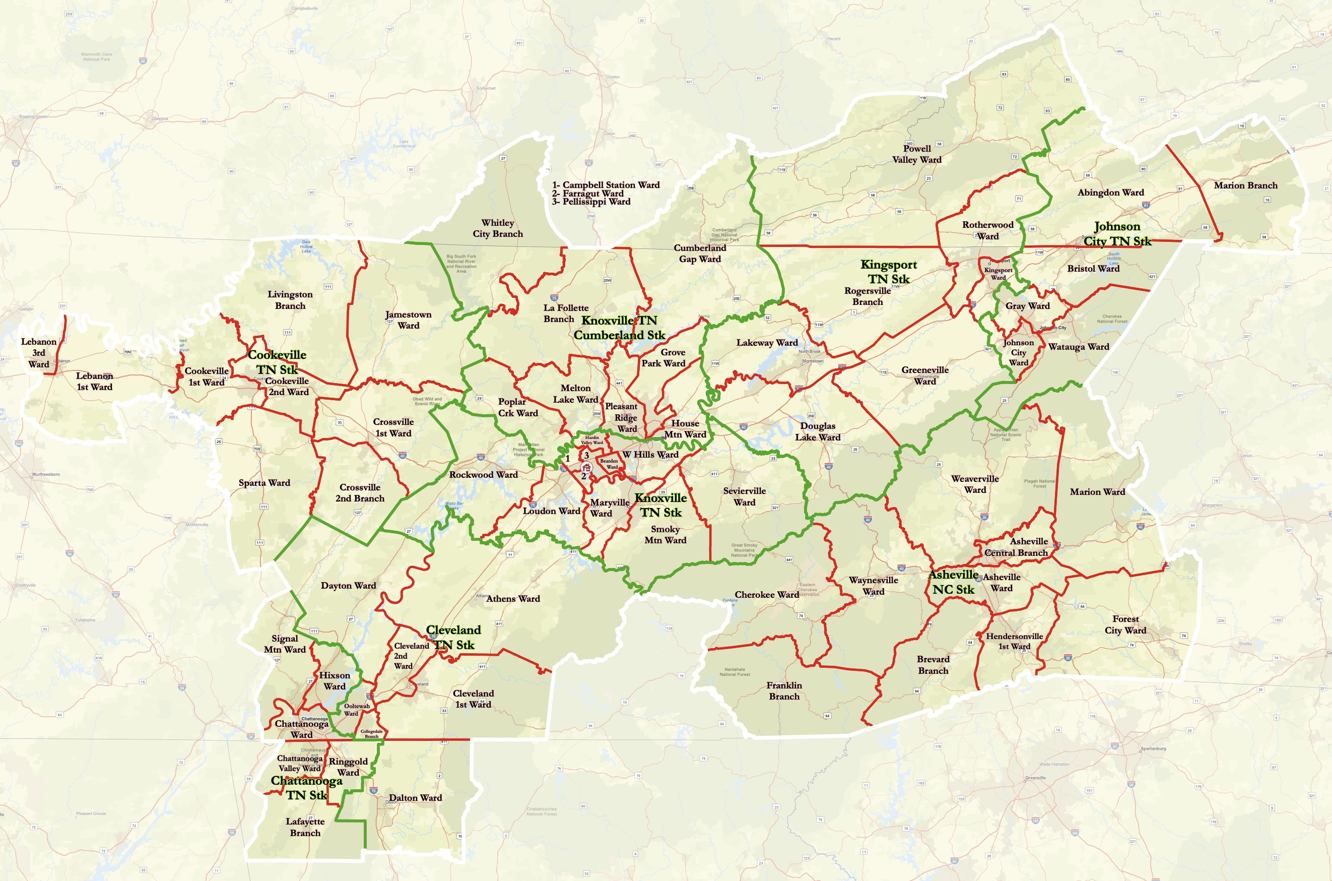 Mission Map Barlows In TKM Tennessee Knoxville Mission Map 2026 